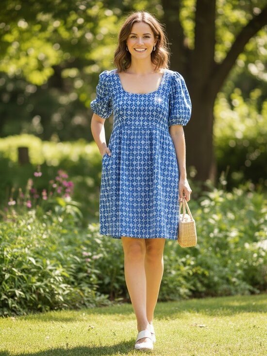 Rhode for Target Dresses & Skirts - Rhode x Target Blue Eyelet Puff Sleeve Mini Dress Size L Babydoll Lined New Tag